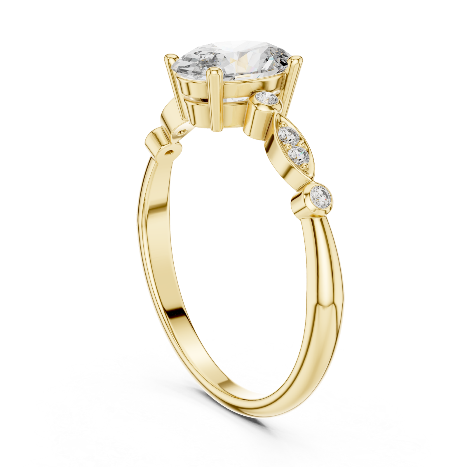 Gold Celestial Grace Oval Solitaire Ring Left View
