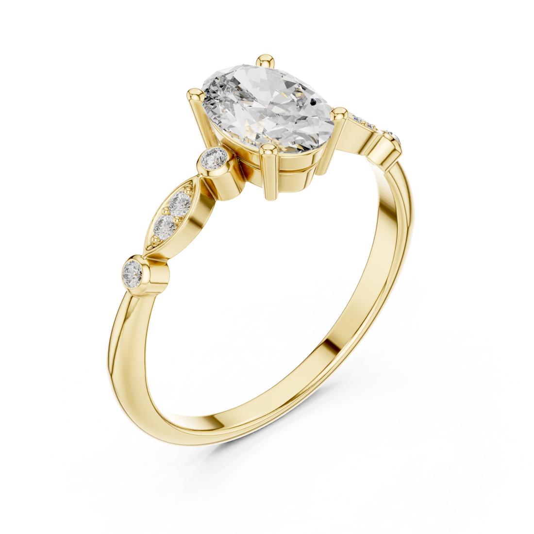 Gold Celestial Grace Oval Solitaire Ring Right View