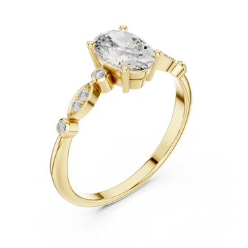 Gold Celestial Grace Oval Solitaire Ring Right View