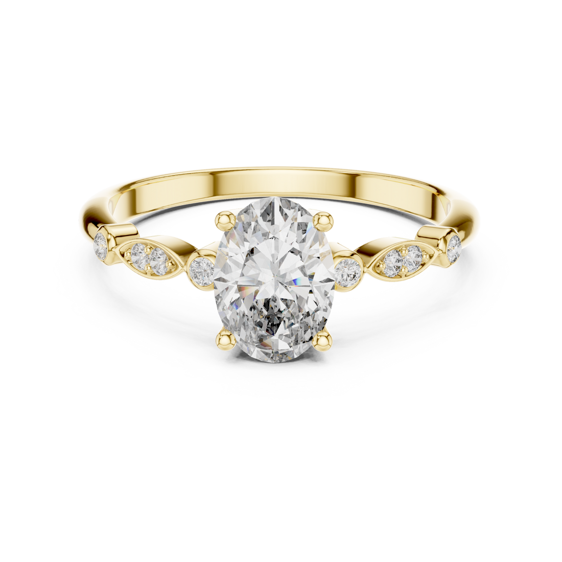 Gold Celestial Grace Oval Solitaire Ring Right View