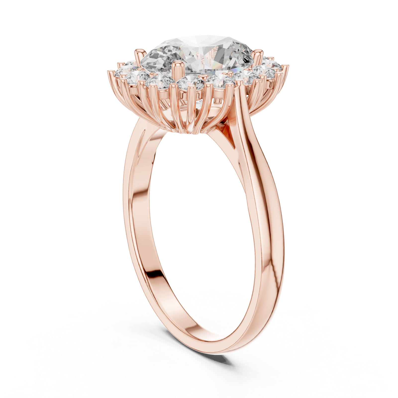 Rose Gold Eternal Radiance Halo Ring Left View