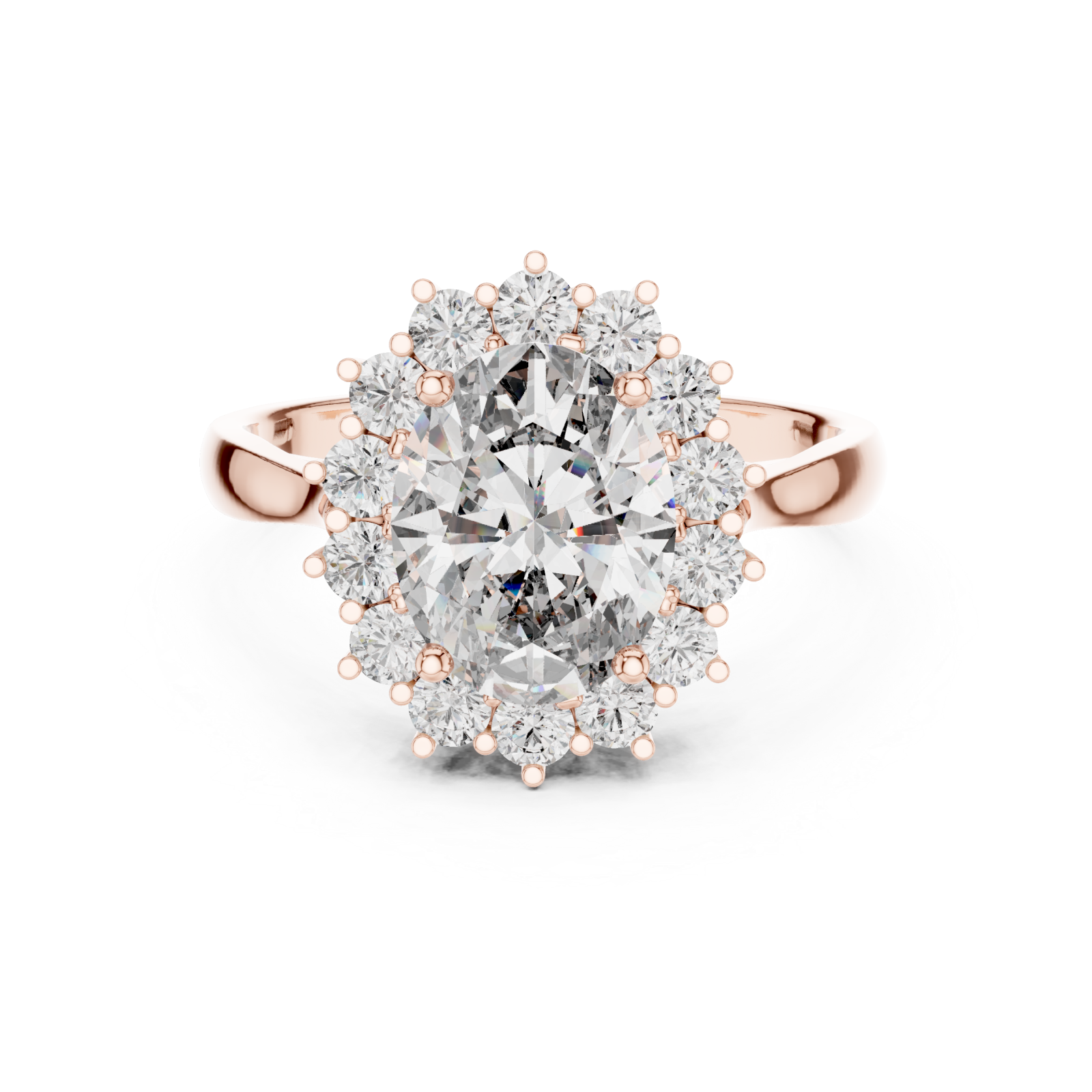  Rose Gold Eternal Radiance Halo Ring Front View