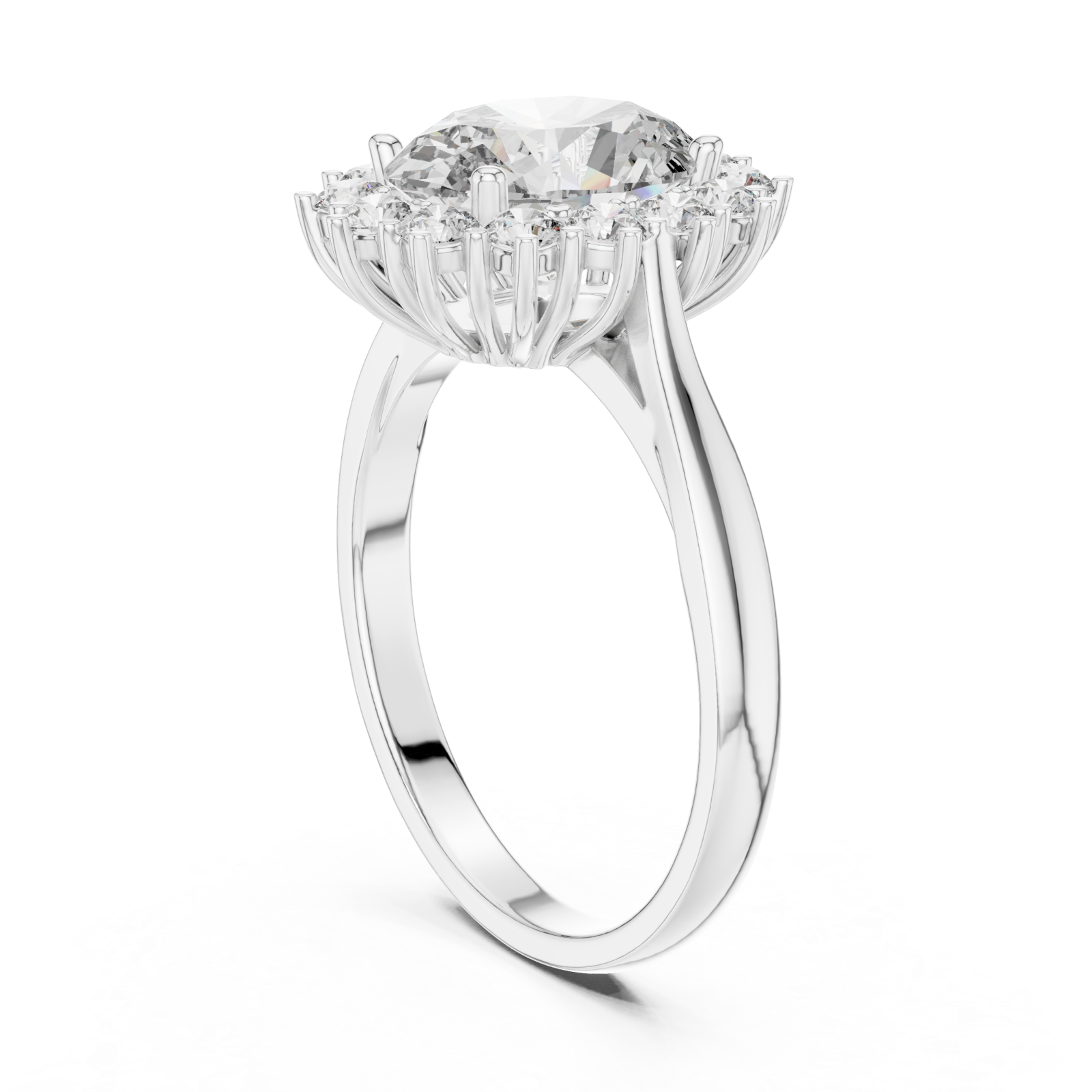  White Gold Eternal Radiance Halo Ring Left View