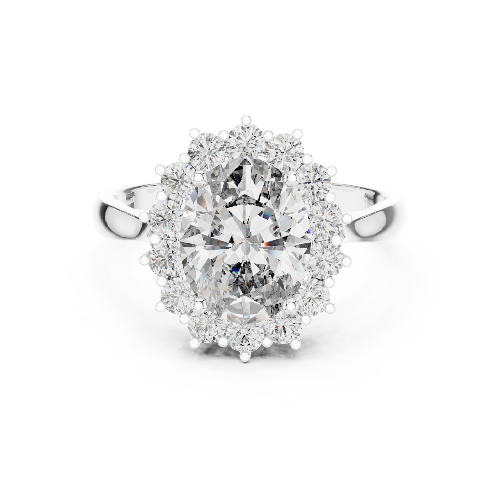  White Gold Eternal Radiance Halo Ring Front View
