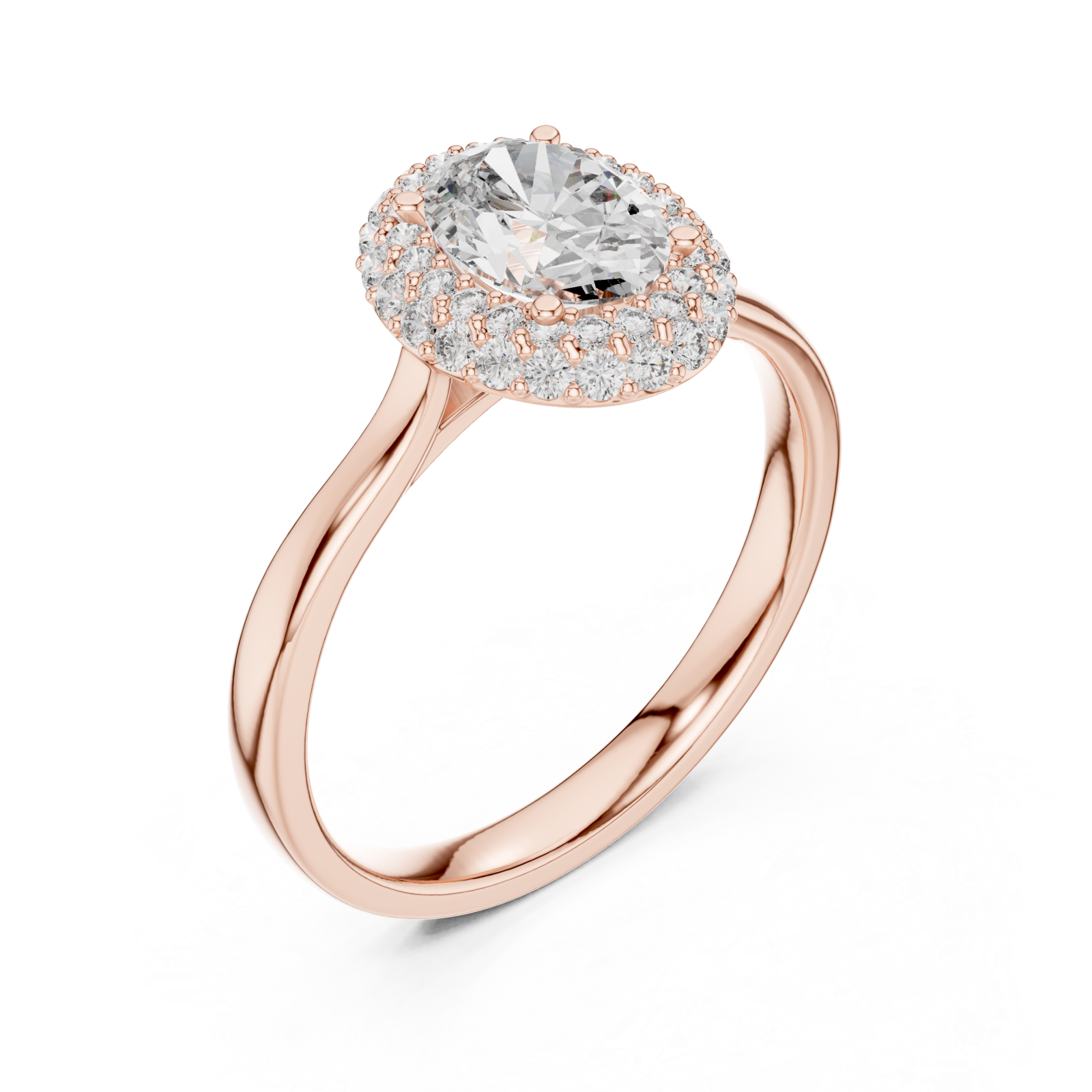  Rose Gold Luminous Halo Oval Ring Right View