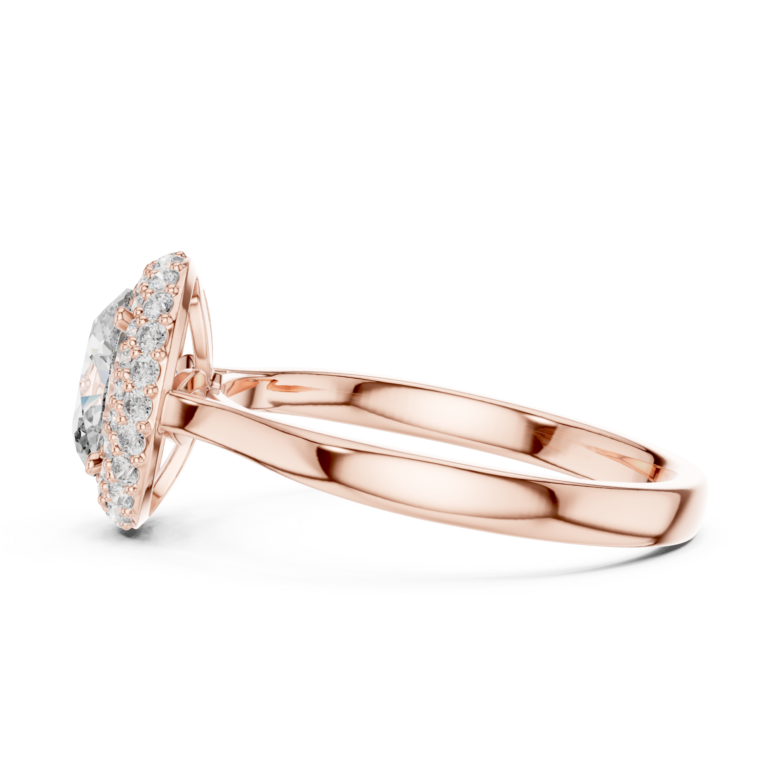  Rose Gold Luminous Halo Oval Ring Side View