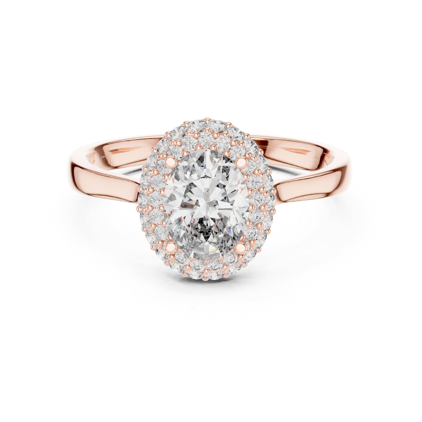  Rose Gold Luminous Halo Oval Ring Front View