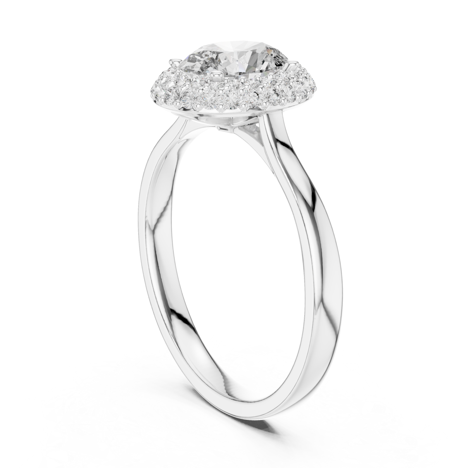  White Gold Luminous Halo Oval Ring Left View