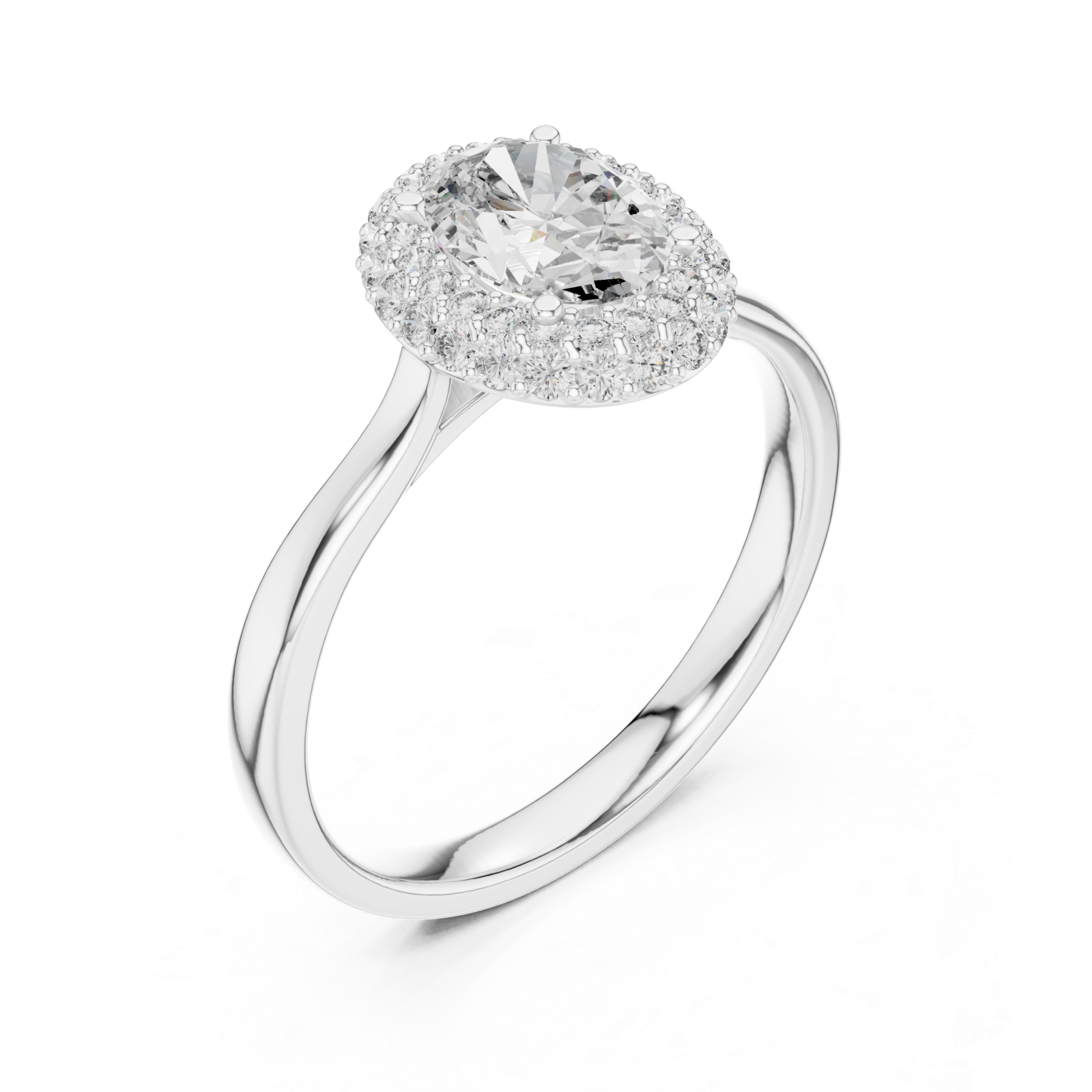  White Gold Luminous Halo Oval Ring Right View