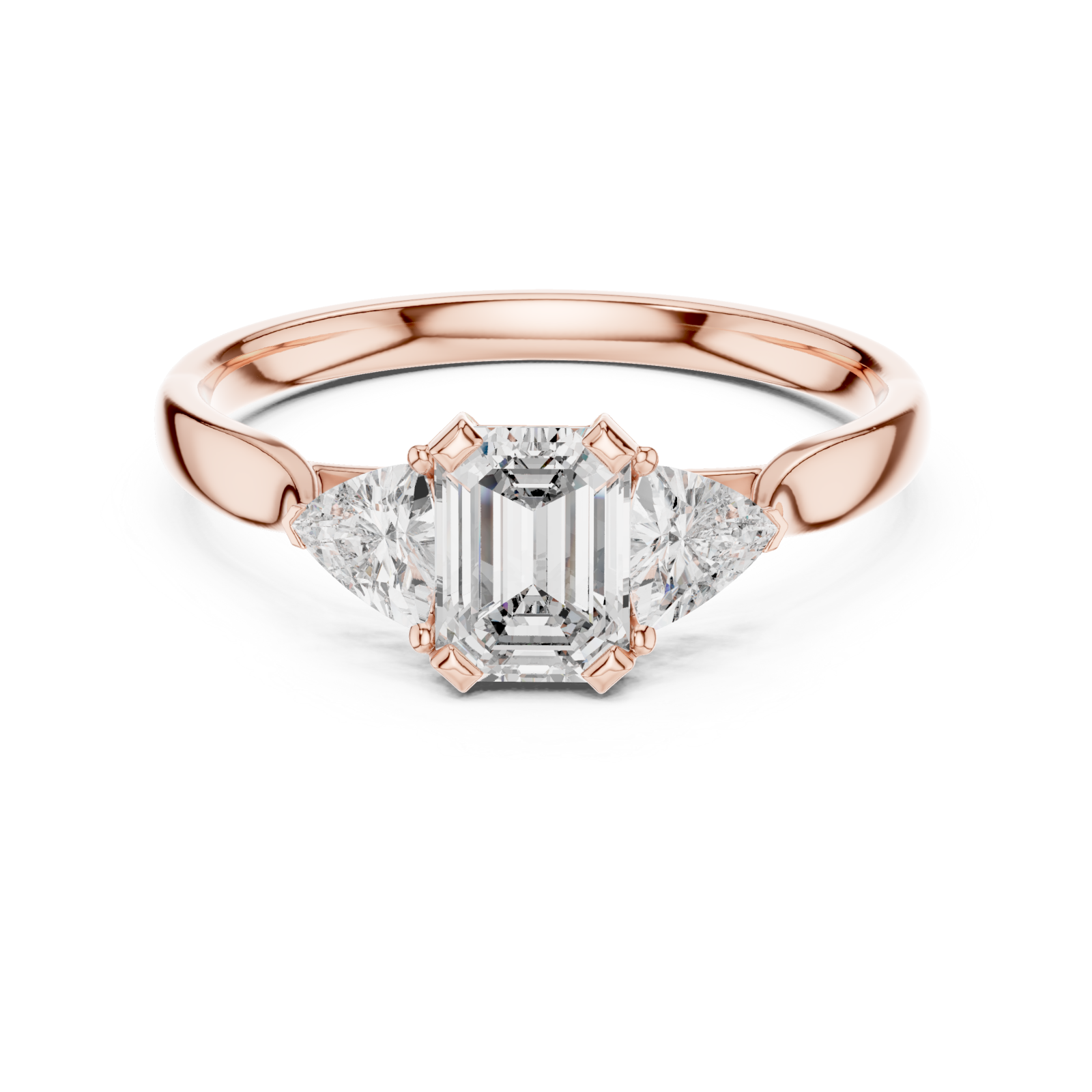  Rose Gold The Empress Cascade Radiant Ring Front View
