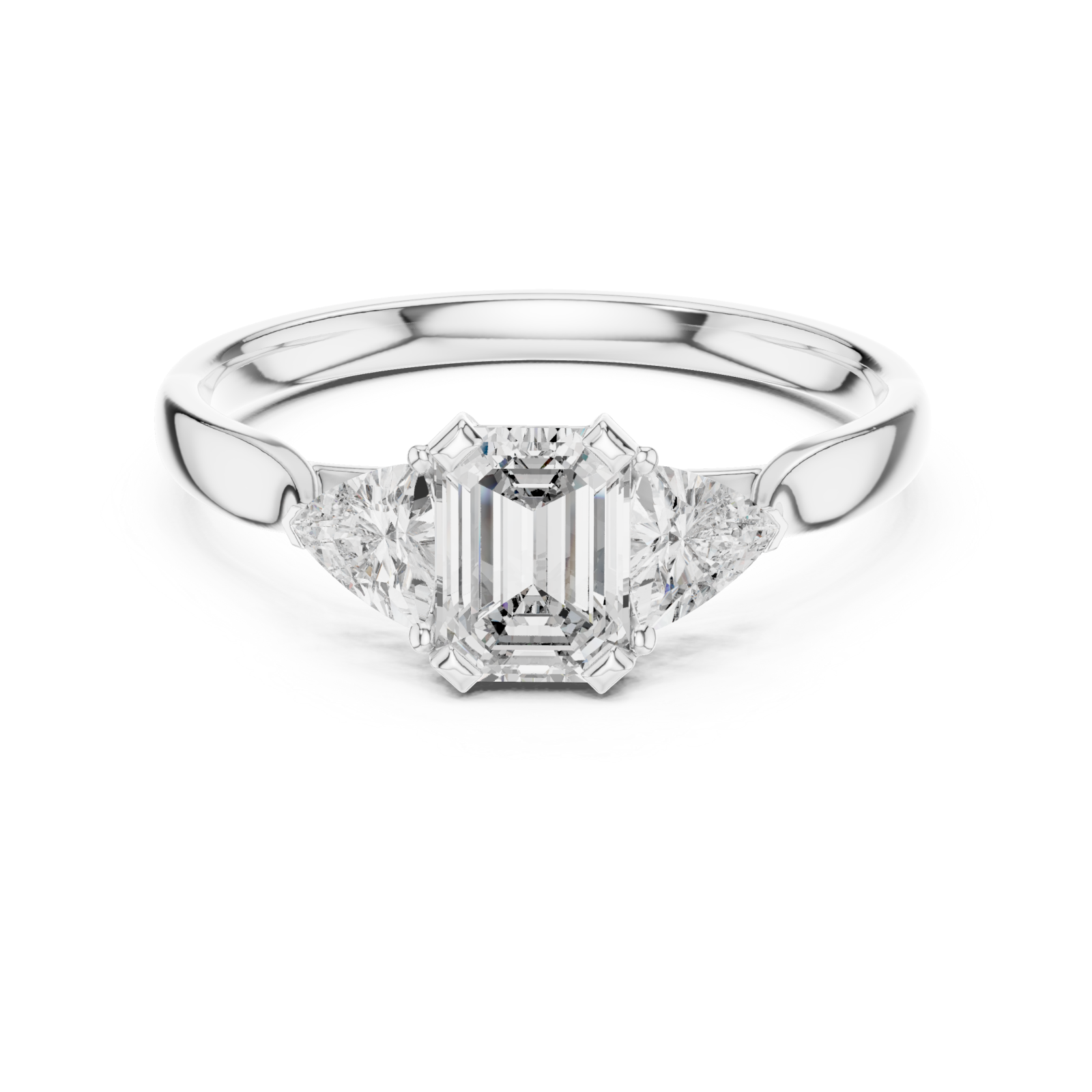  White Gold The Empress Cascade Radiant Ring Front View