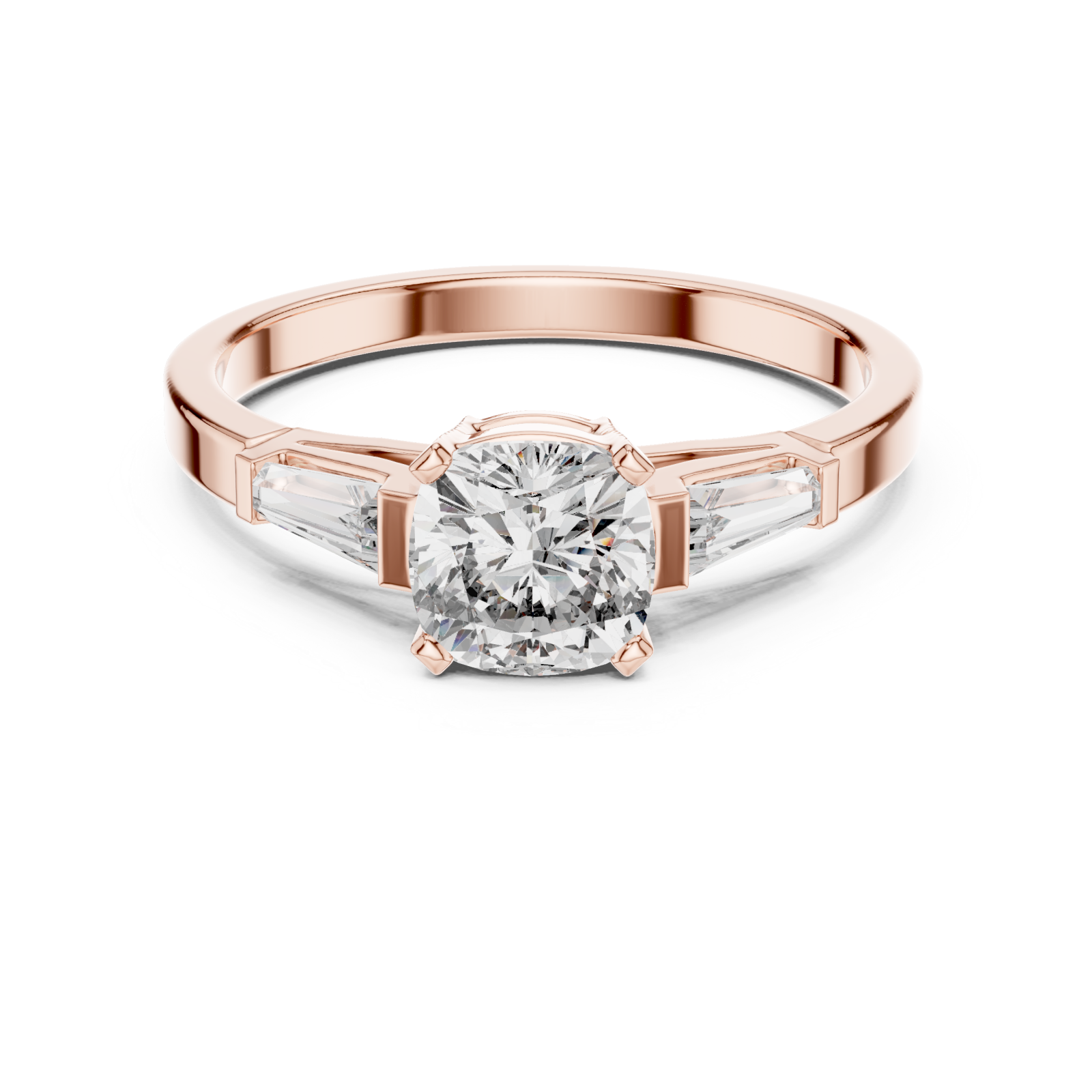  Rose Gold Starlit Promise Three Stone Ring Front View