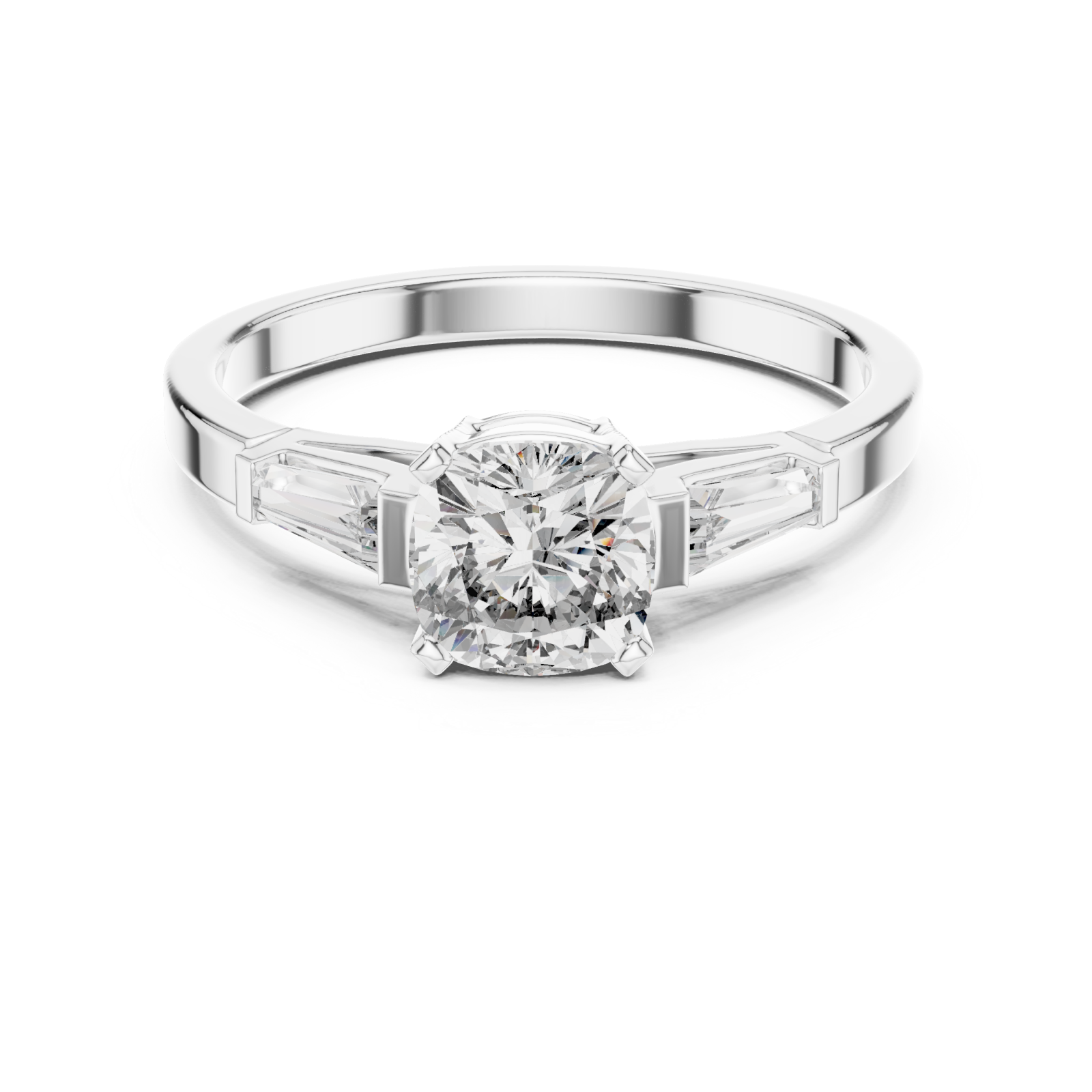  White Gold Starlit Promise Three Stone Ring Front View