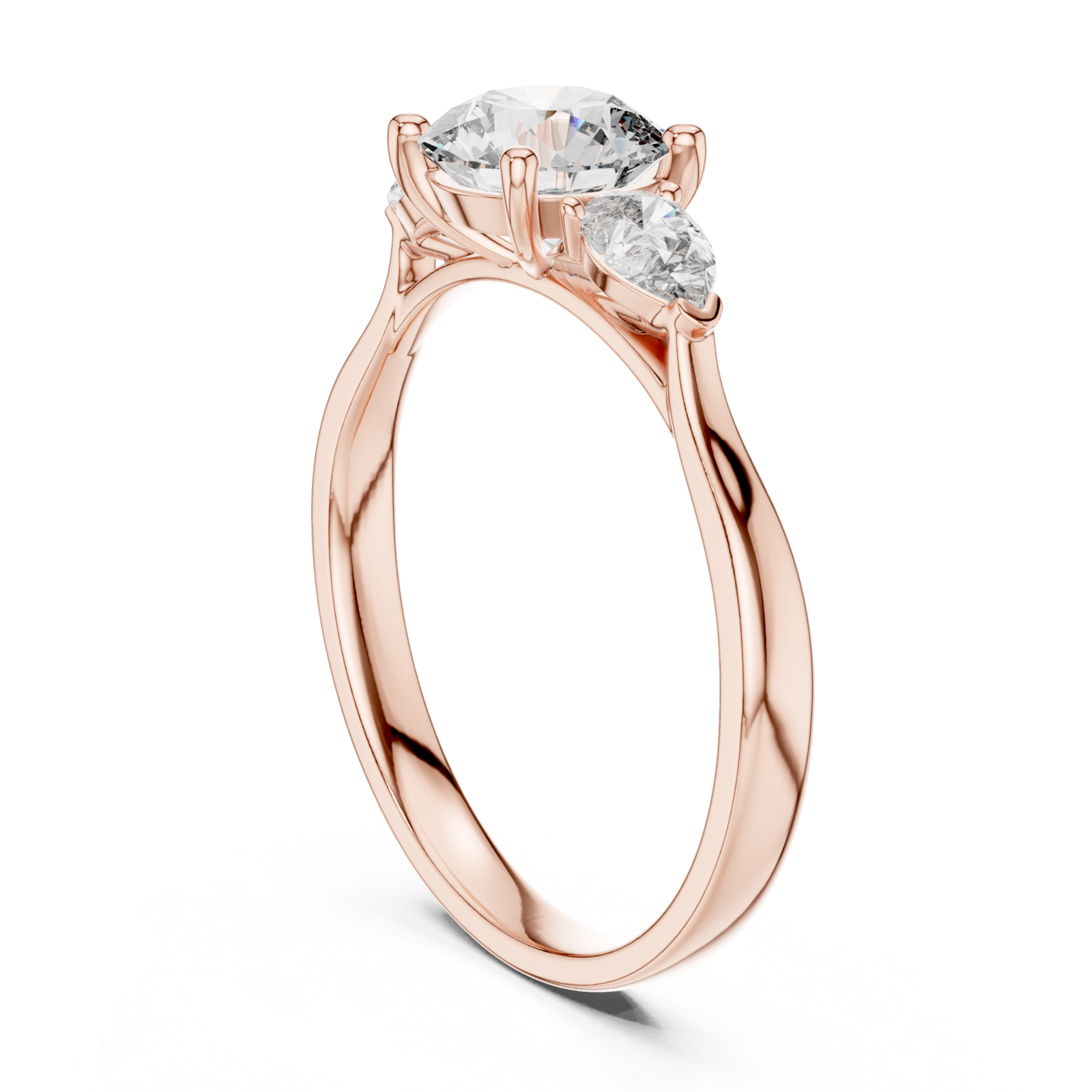  Rose Gold Pure Elegance Classic Three Stone Promise Ring Left View