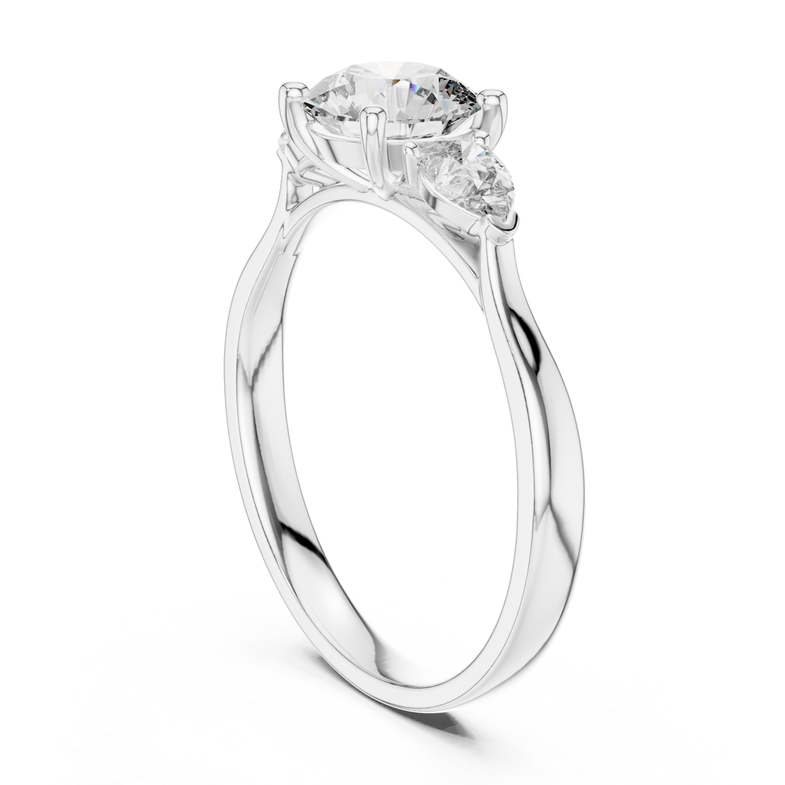  White Gold Pure Elegance Classic Three Stone Promise Ring Left View