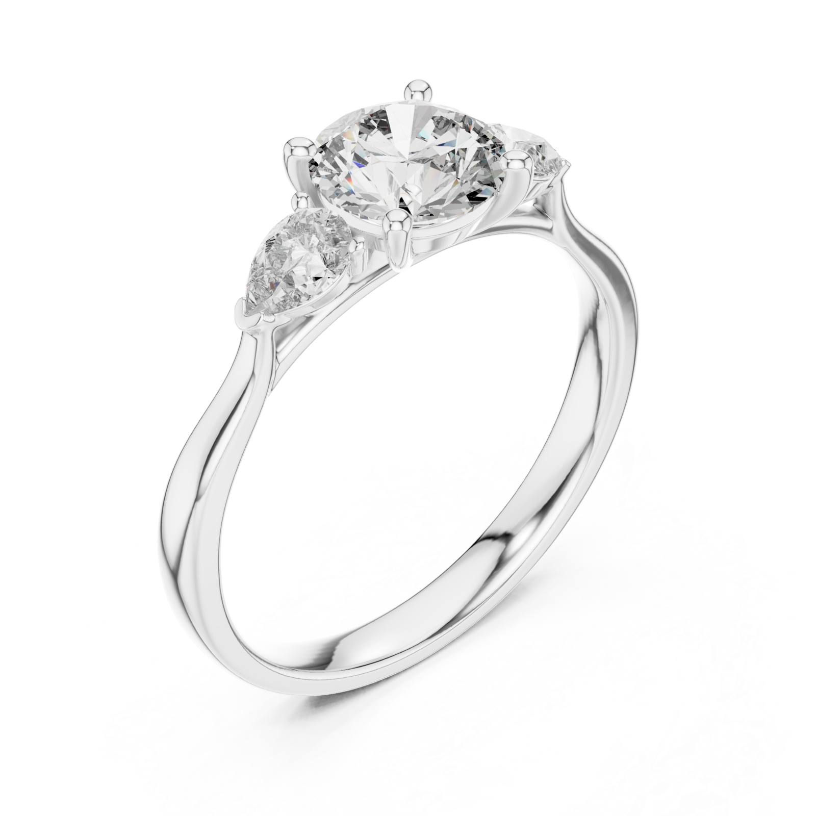  White Gold Pure Elegance Classic Three Stone Promise Ring Right View