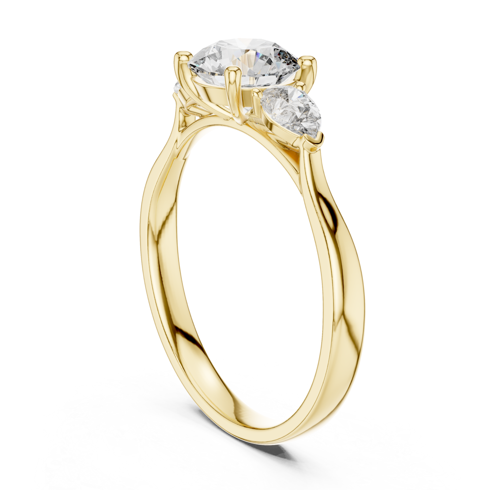  Gold Pure Elegance Classic Three Stone Promise Ring Left View