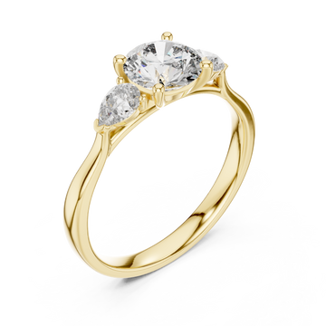 Gold Pure Elegance Classic Three Stone Promise Ring Right View