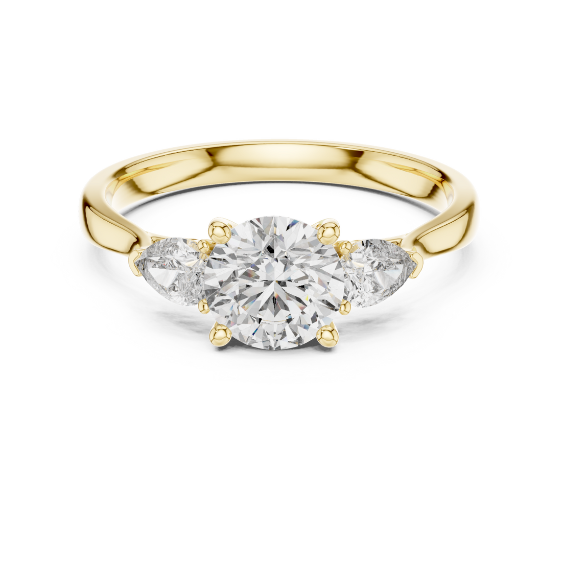 Gold Pure Elegance Classic Three Stone Promise Ring Right View