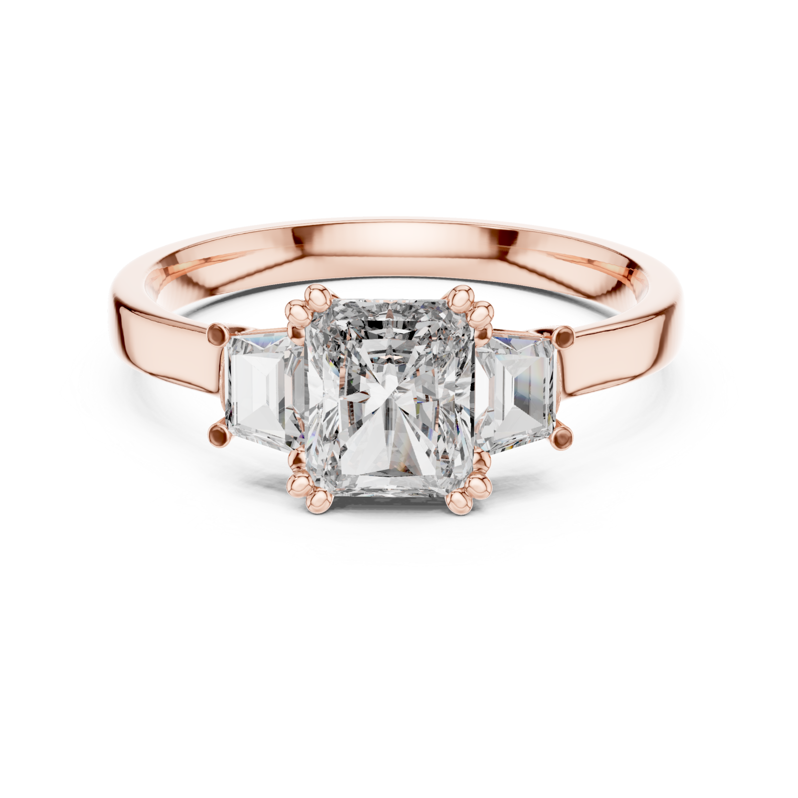  Rose Gold Luminous Cushion Embrace Ring Front View