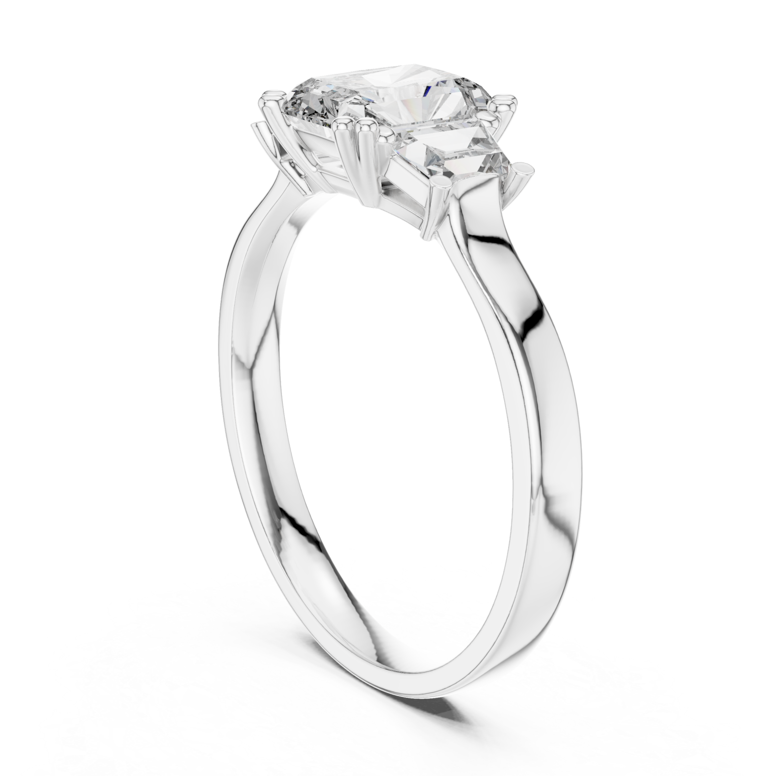  White Gold Luminous Cushion Embrace Ring Left View