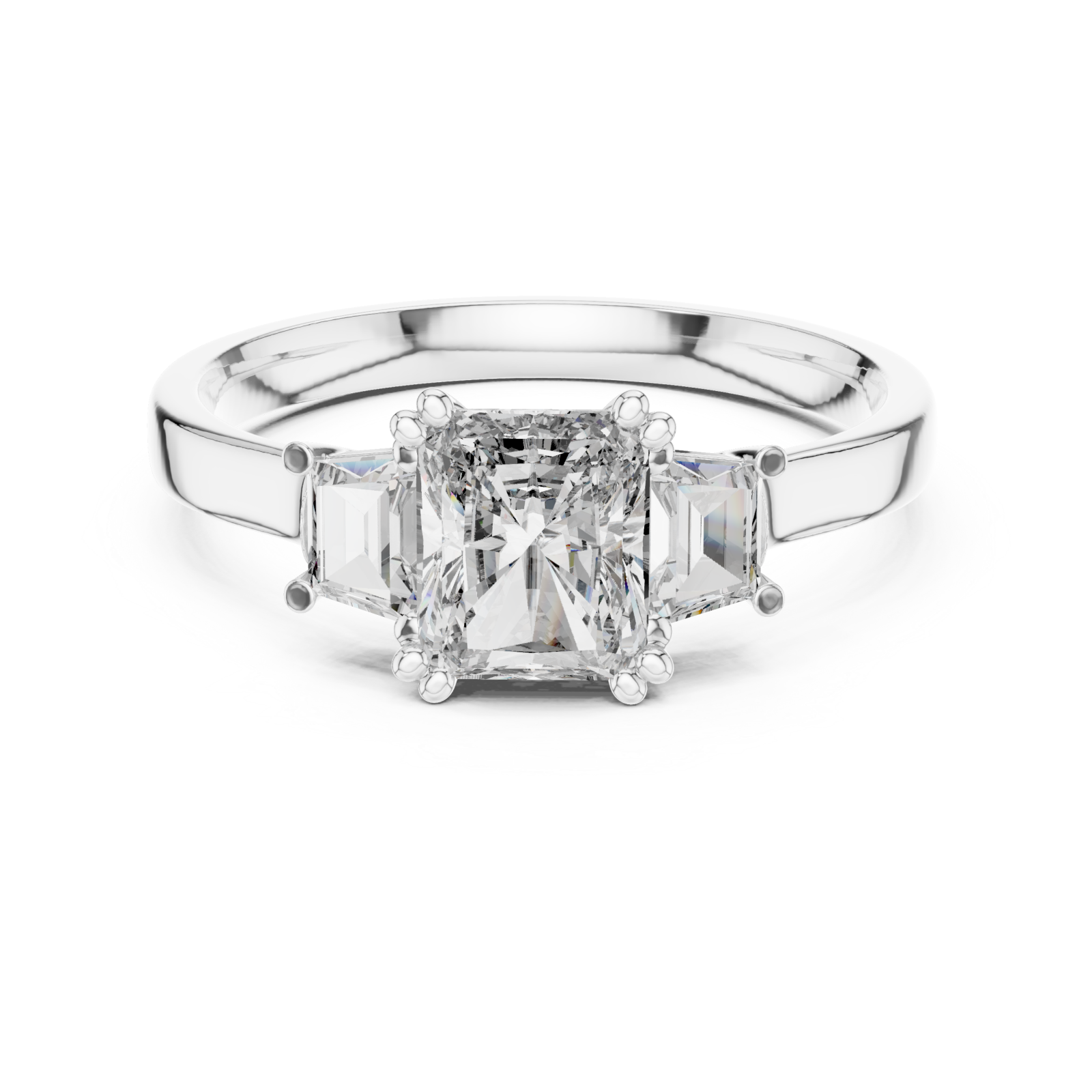  White Gold Luminous Cushion Embrace Ring Front View