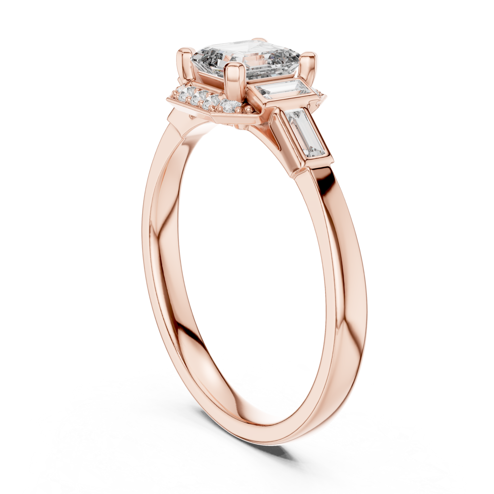  Rose Gold Luminous Ascend Modern Band Ring Left View