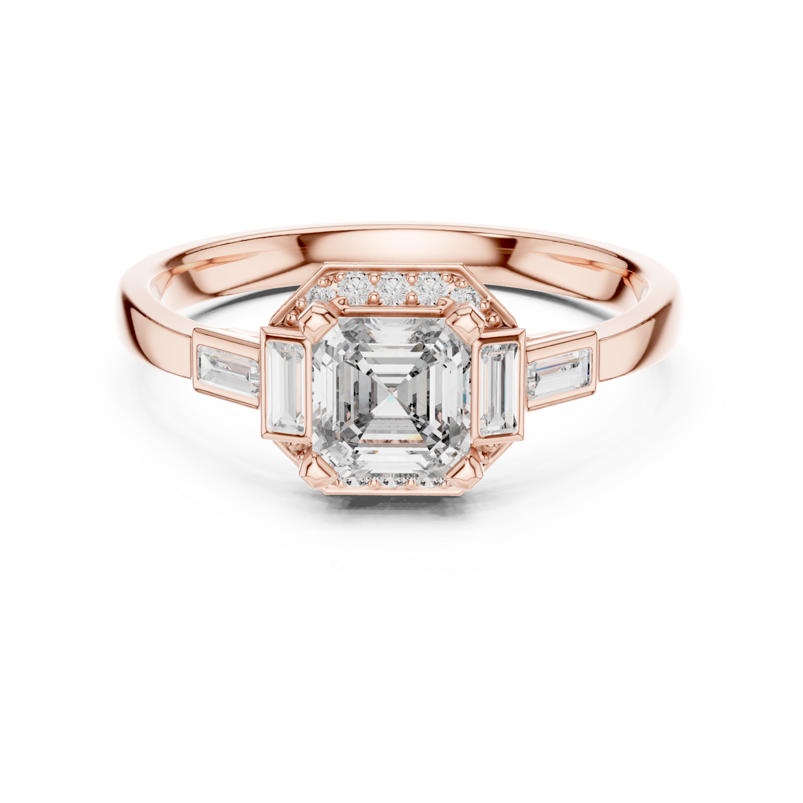  Rose Gold Luminous Ascend Modern Band Ring Front View