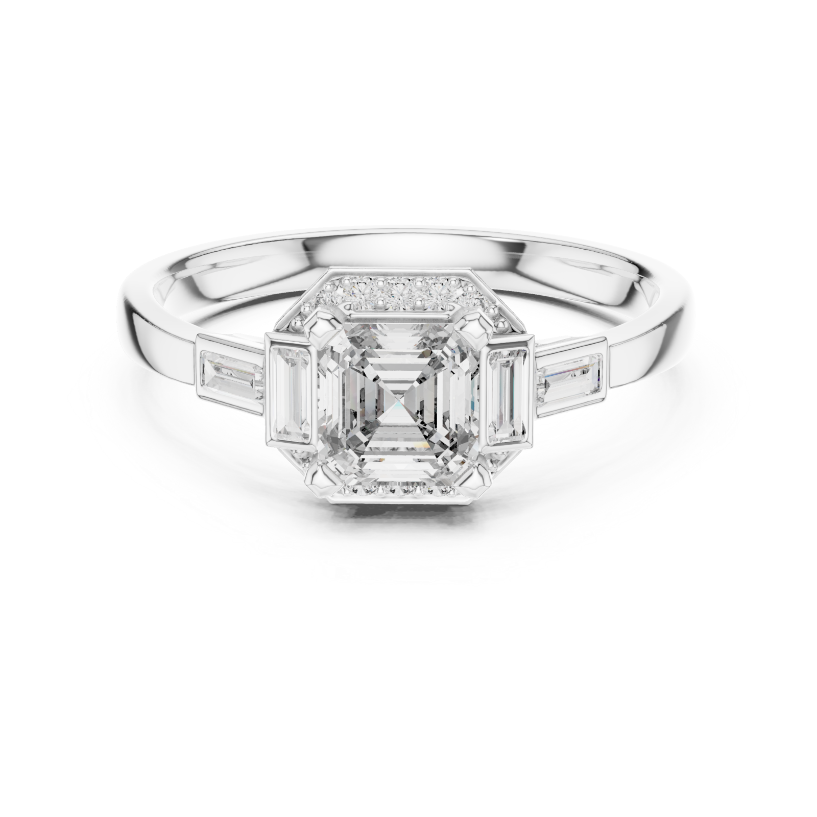  White Gold Luminous Ascend Modern Band Ring Front View