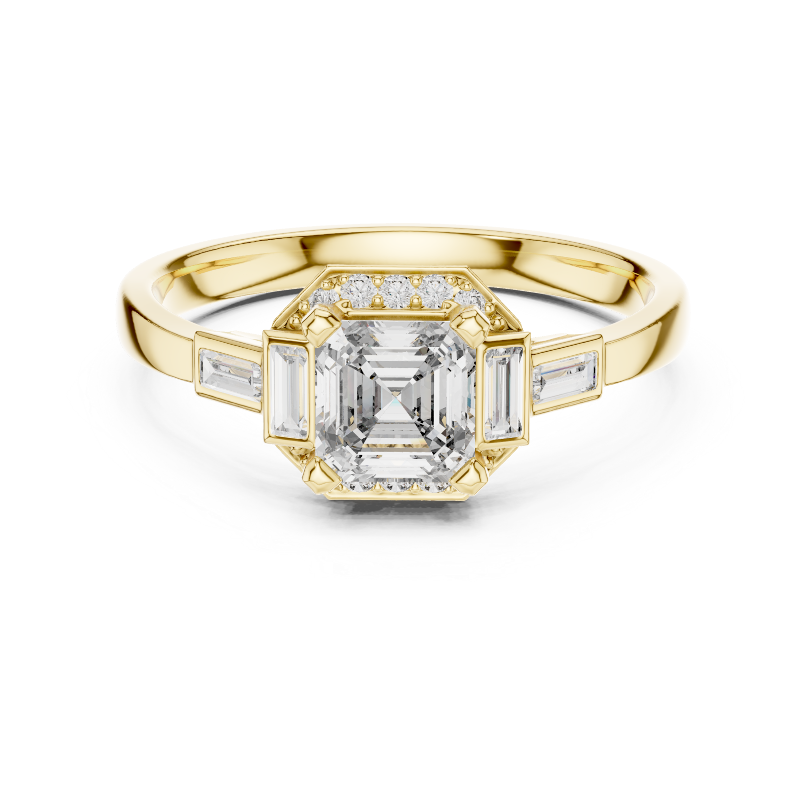  Gold Luminous Ascend Modern Band Ring Front View