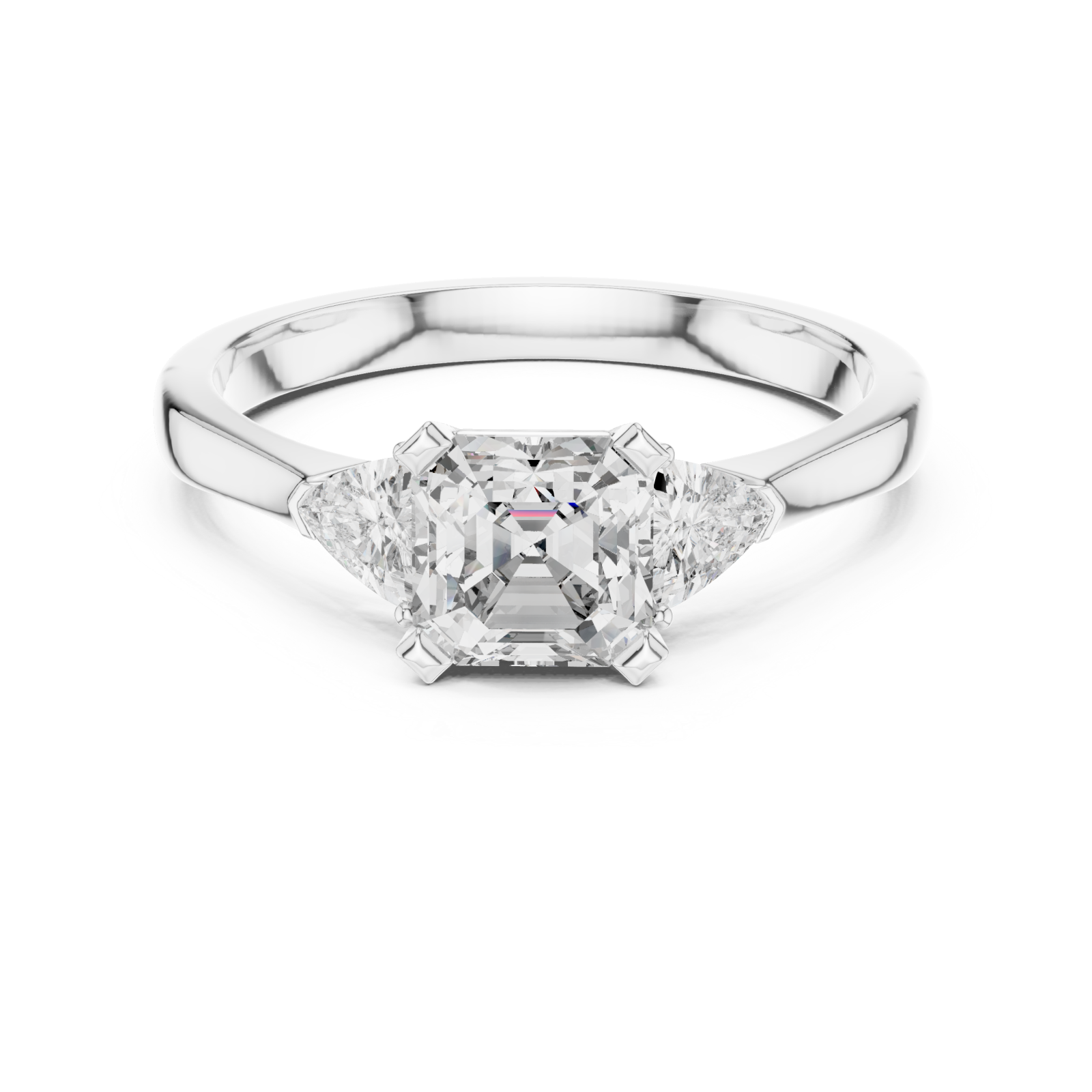 White Gold Lumina Mirage Oval Sided Engagement Ring Front View