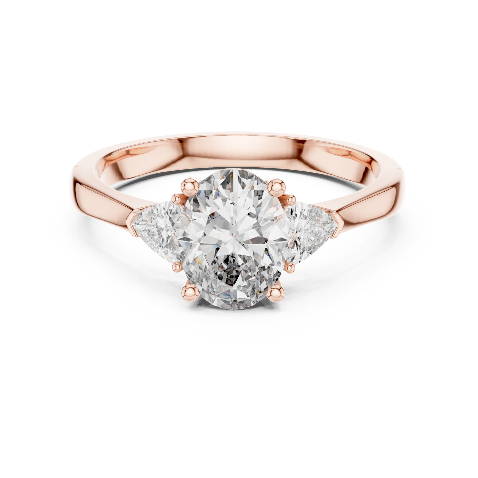  Rose Gold Ethereal Promise Two-Stone Fine Band Ring Front View