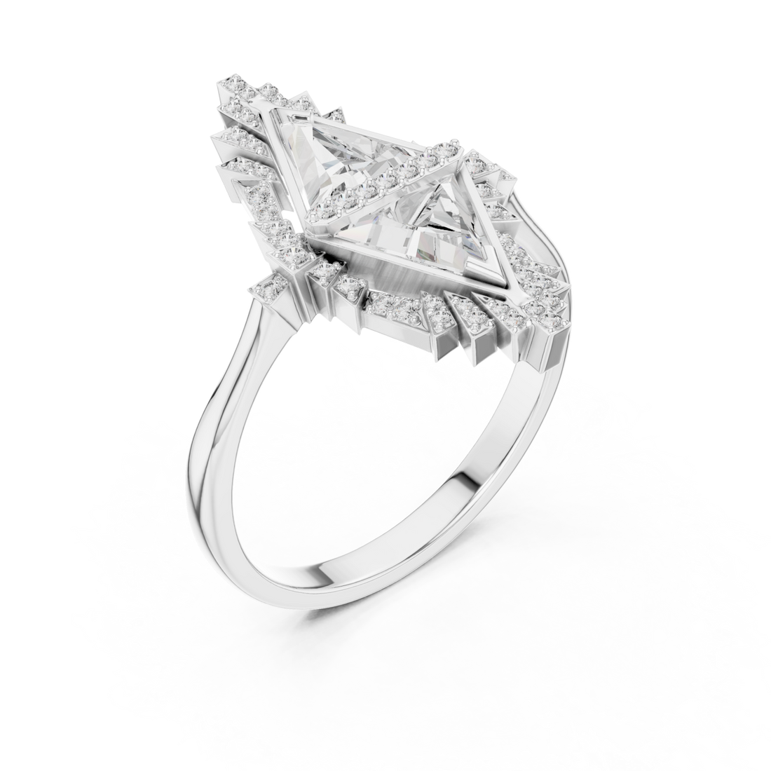  White Gold Starfire Mirage Refined Statement Ring Right View