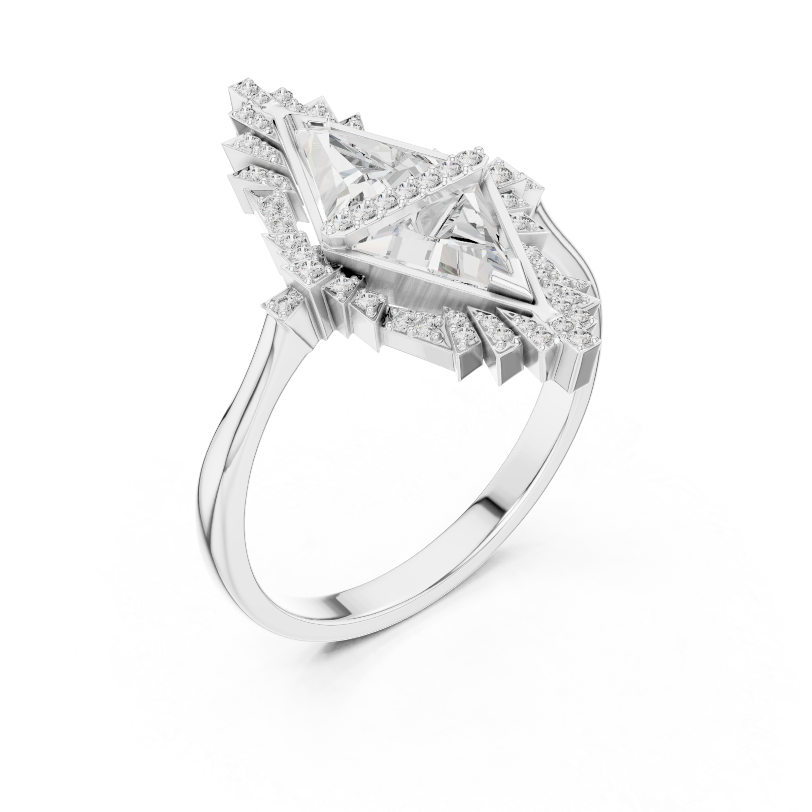  White Gold Starfire Mirage Refined Statement Ring Right View