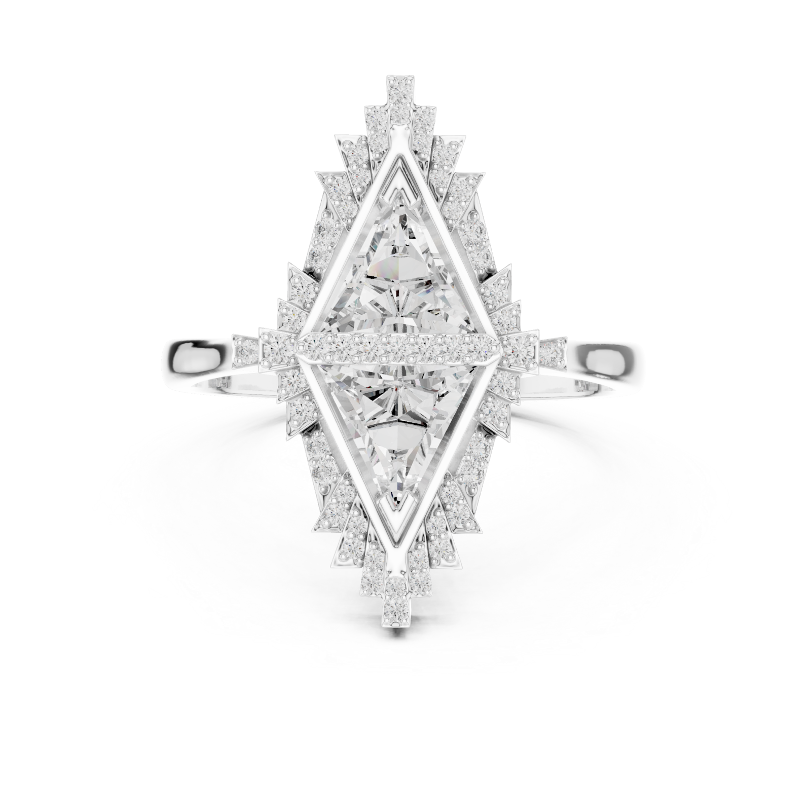  White Gold Starfire Mirage Refined Statement Ring Front View
