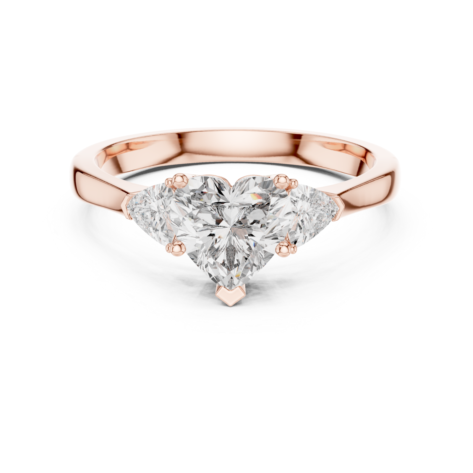  Rose Gold Celestial Admire Heart Elegance Ring Front View