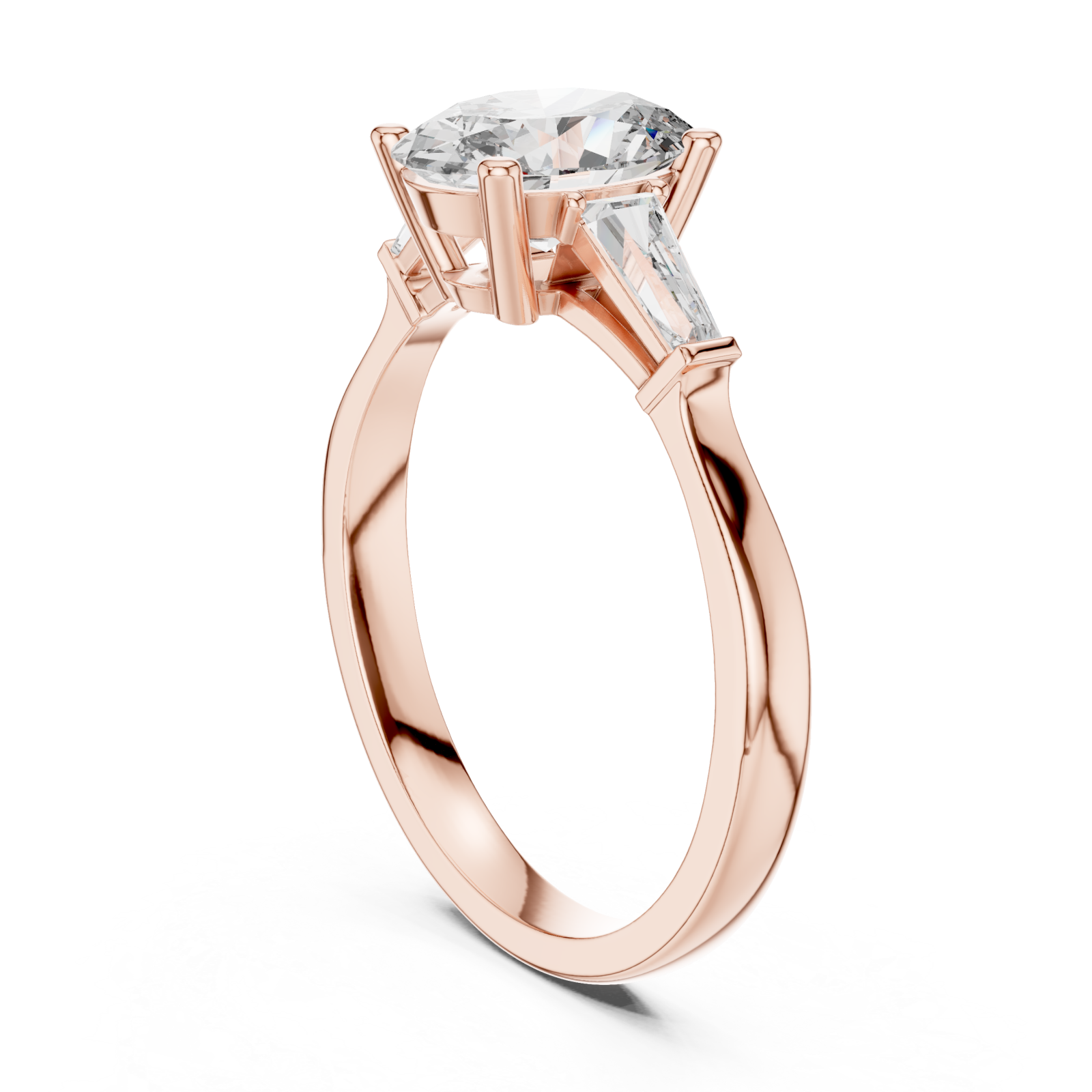  Rose Gold Luminous Cascade Tapered Setting Engagement Ring Left View