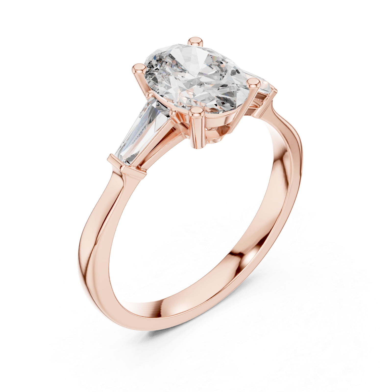  Rose Gold Luminous Cascade Tapered Setting Engagement Ring Right View