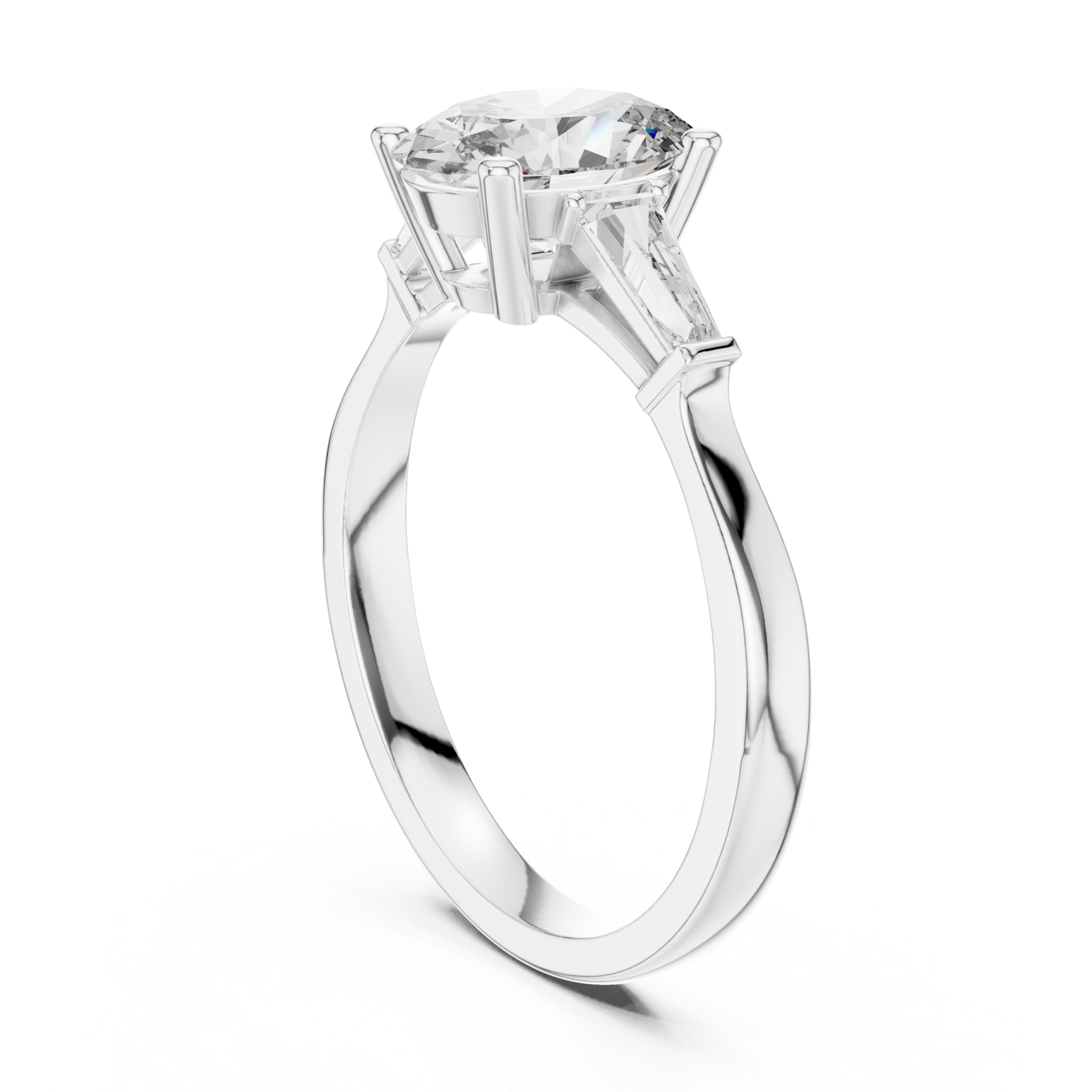  White Gold Luminous Cascade Tapered Setting Engagement Ring Left View