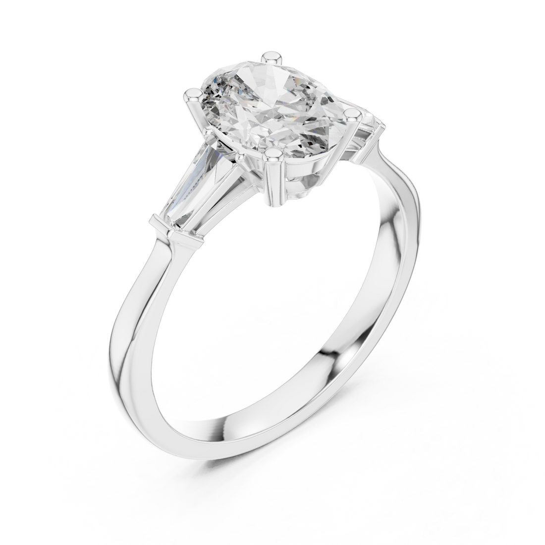  White Gold Luminous Cascade Tapered Setting Engagement Ring Right View