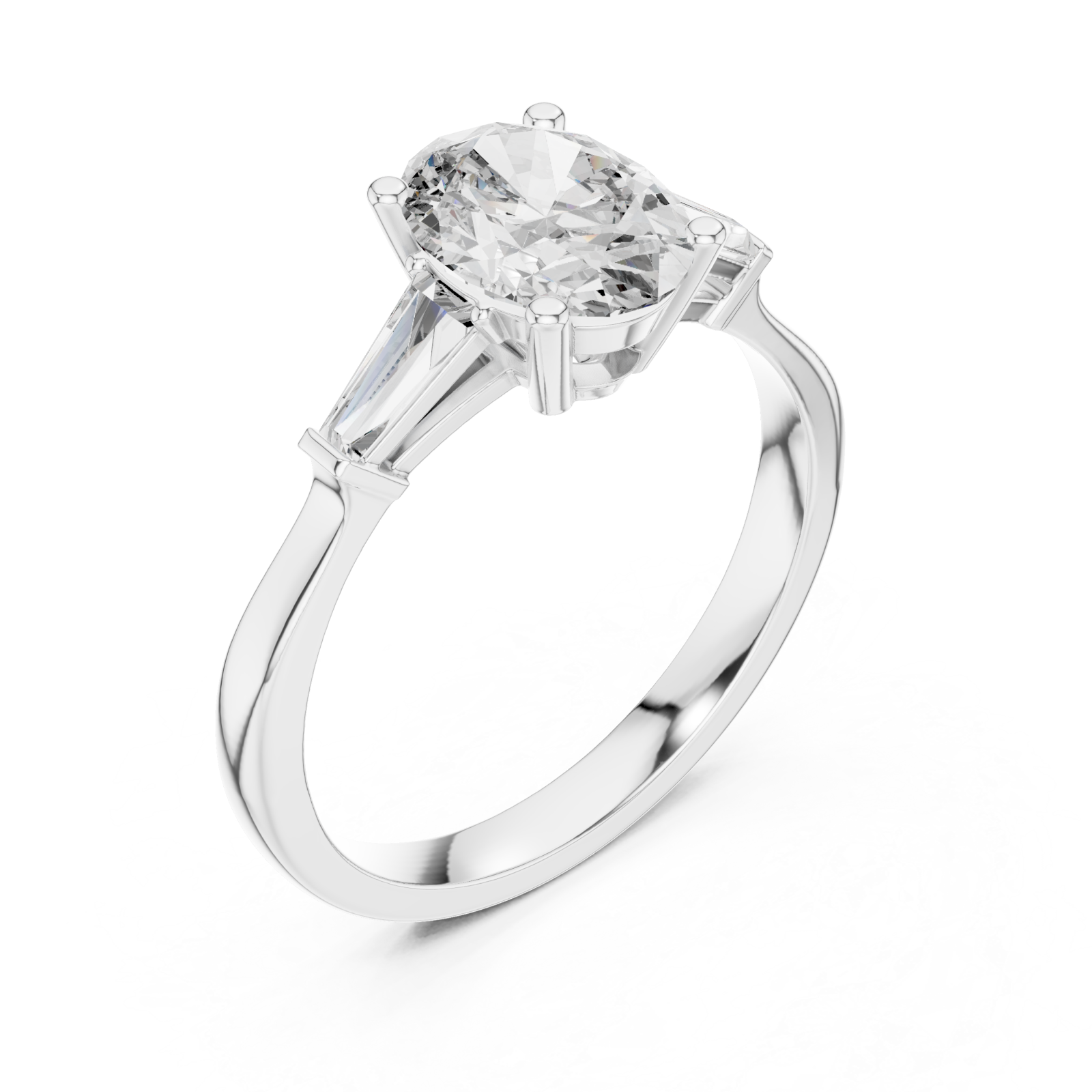  White Gold Luminous Cascade Tapered Setting Engagement Ring Right View