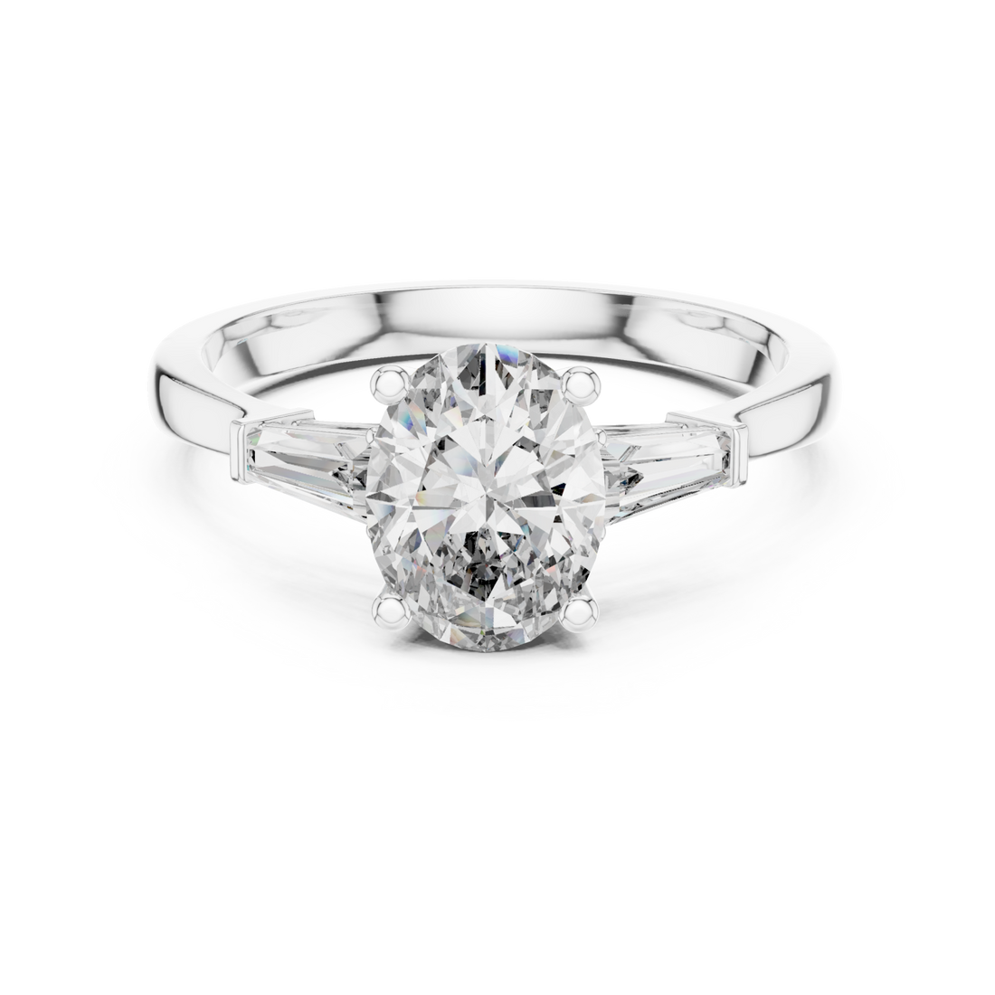 White Gold Luminous Cascade Tapered Setting Engagement Ring Right View