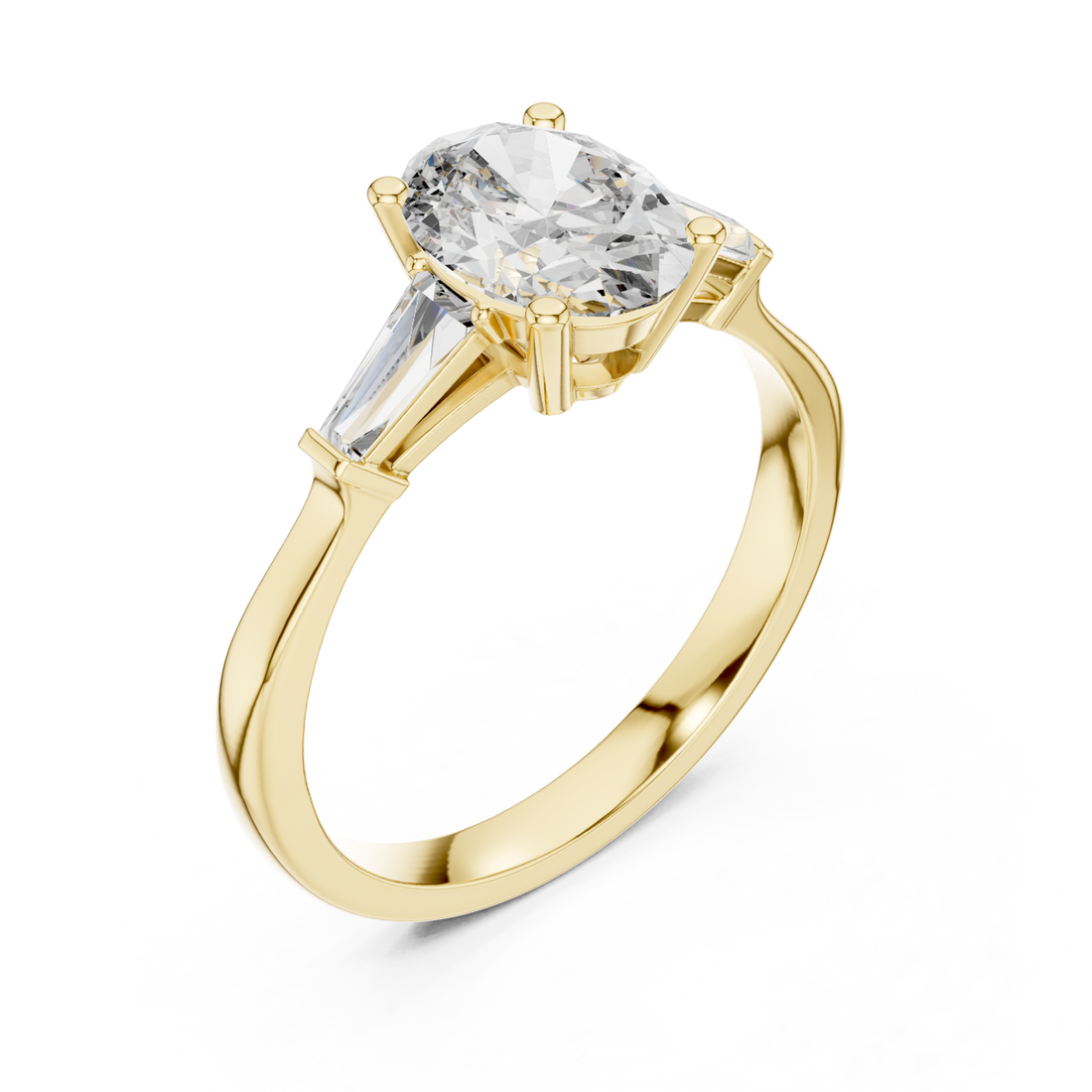 Gold Luminous Cascade Tapered Setting Engagement Ring Right View