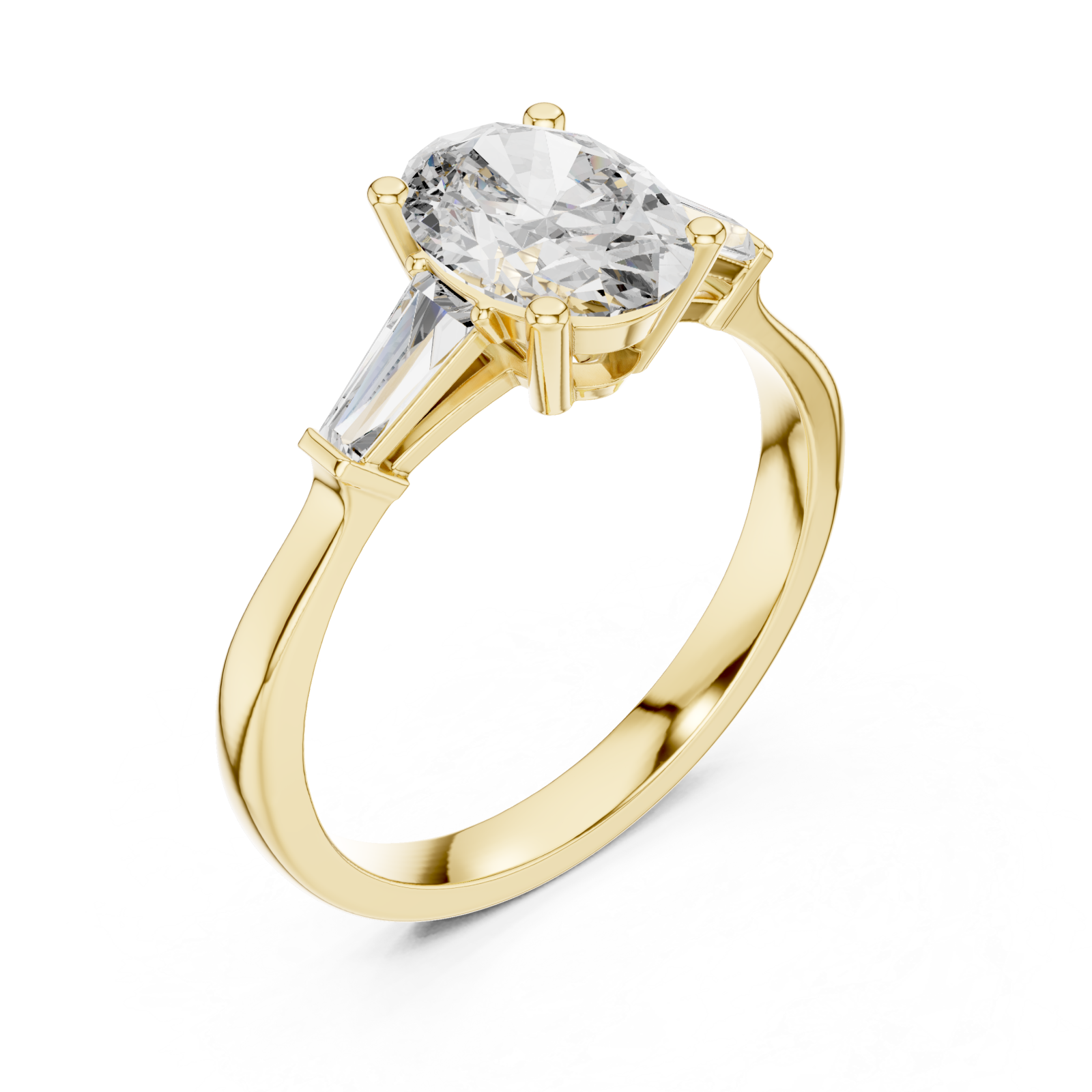 Gold Luminous Cascade Tapered Setting Engagement Ring Right View