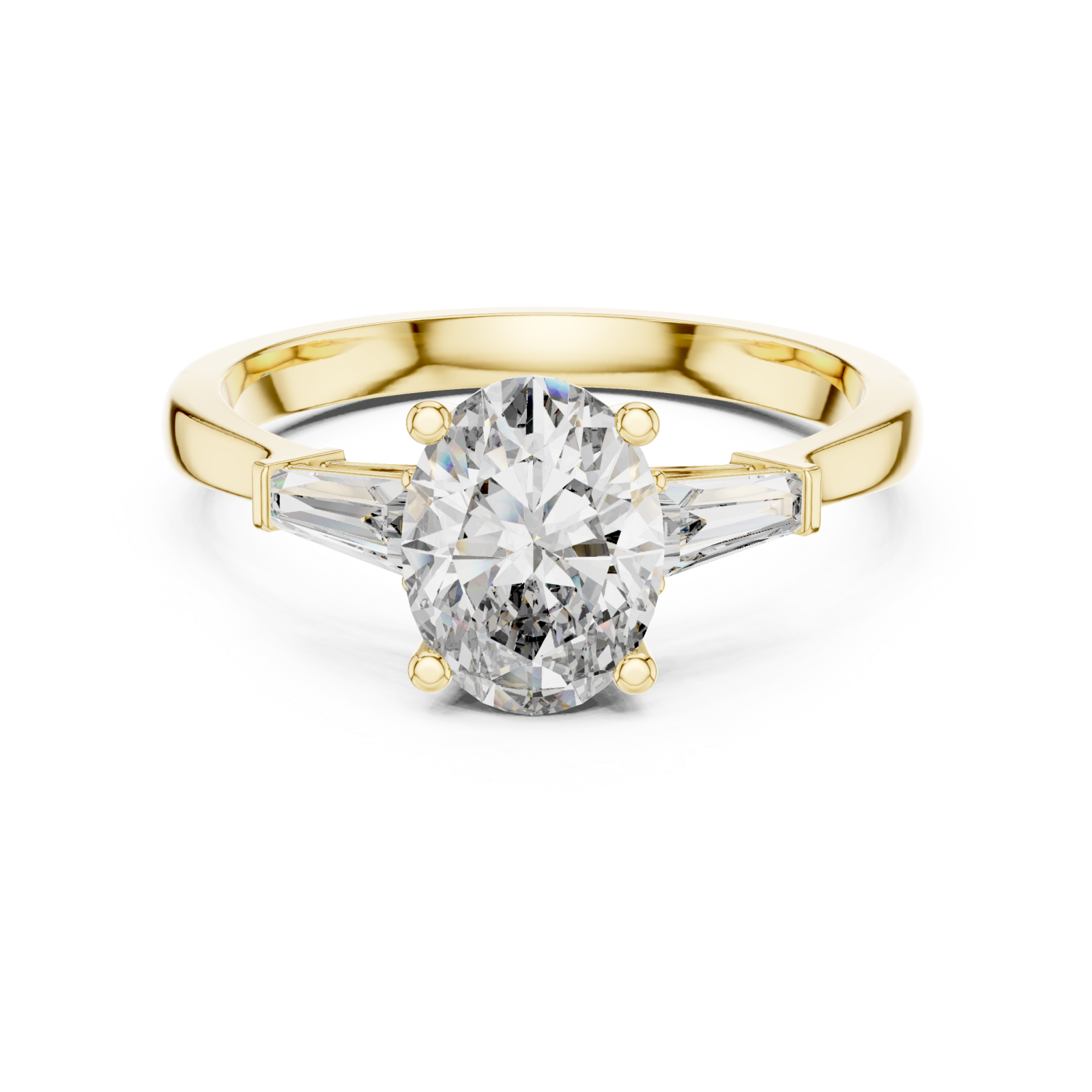  Gold Luminous Cascade Tapered Setting Engagement Ring Front View