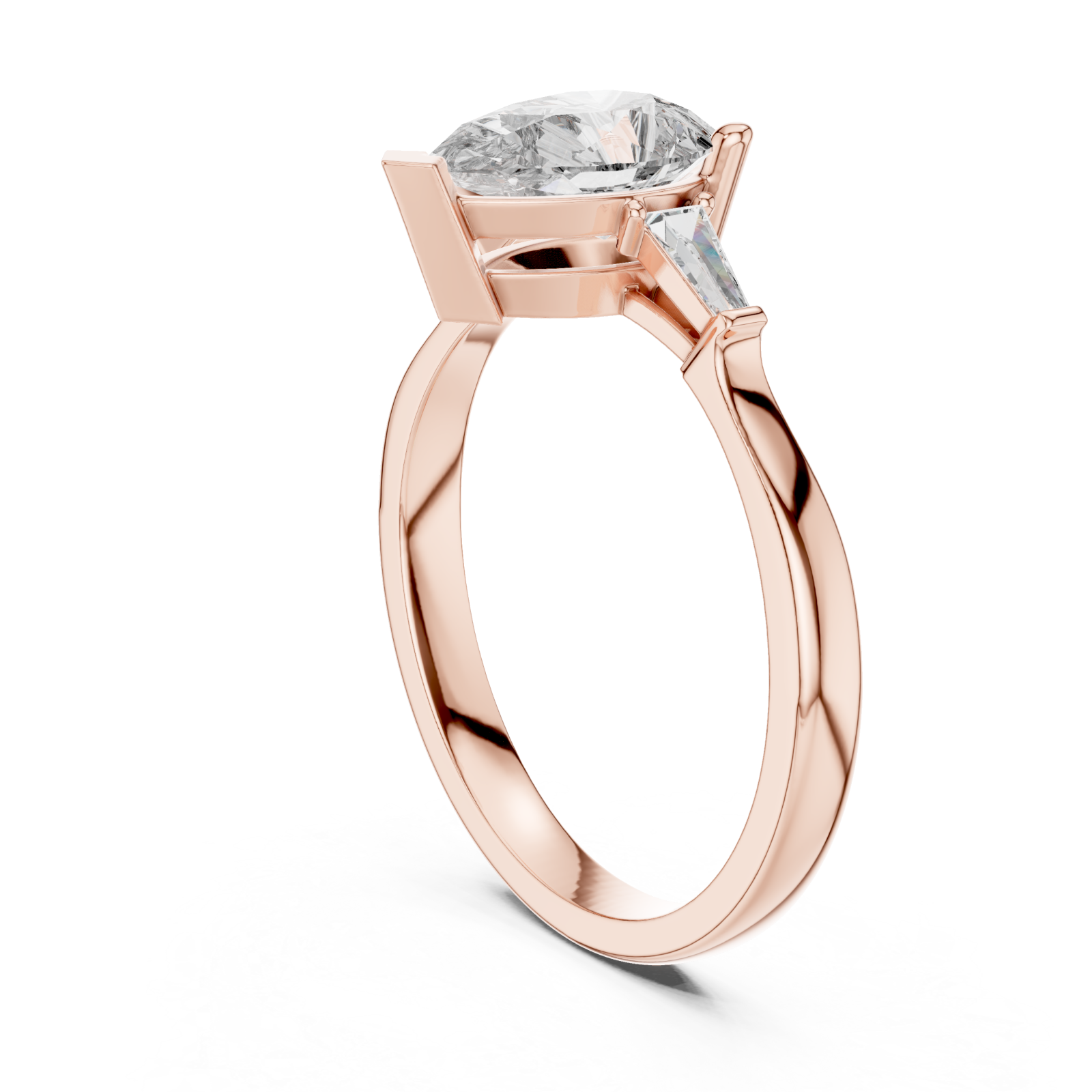  Rose Gold Radiant Duo Tapered Elegance Ring Left View
