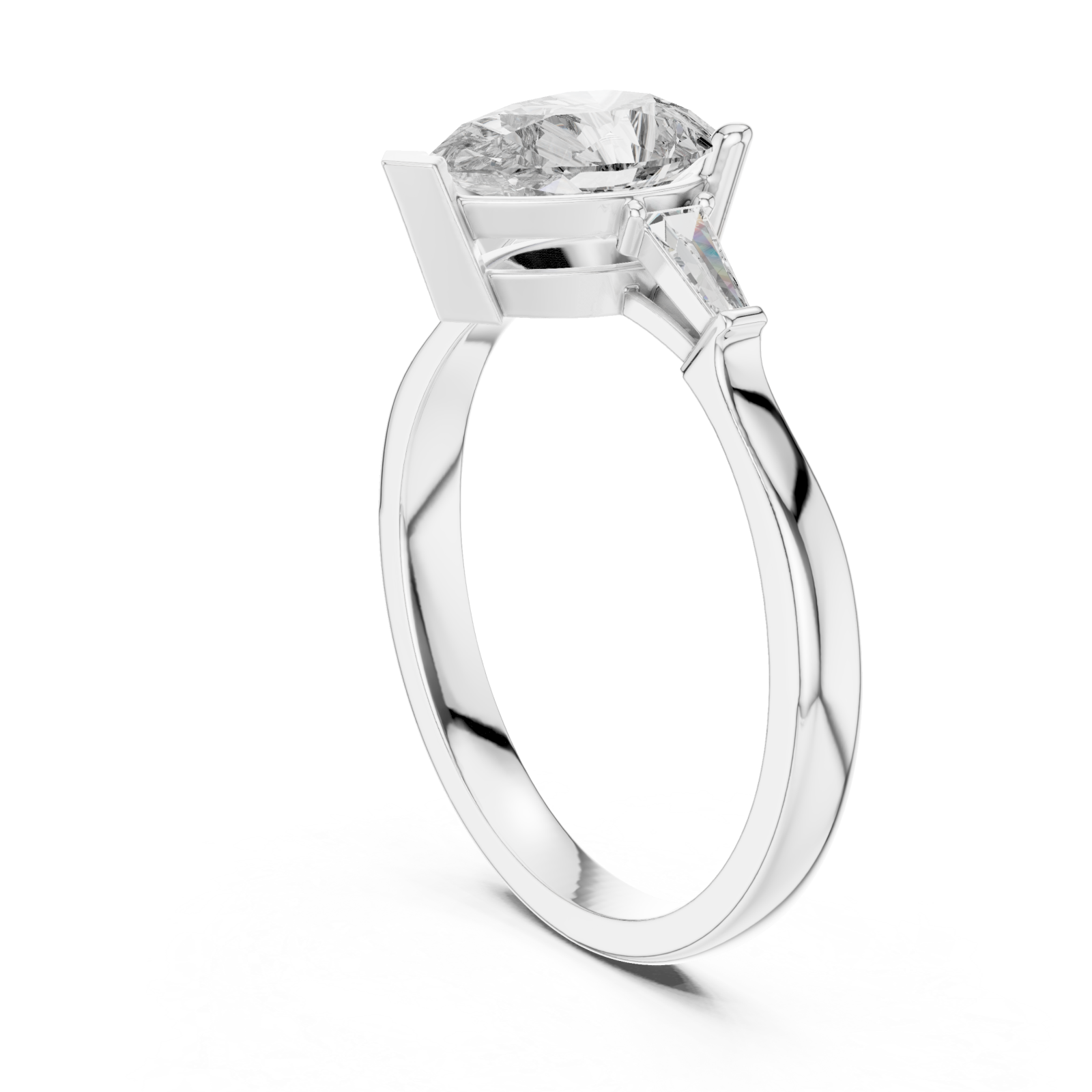  White Gold Radiant Duo Tapered Elegance Ring Left View