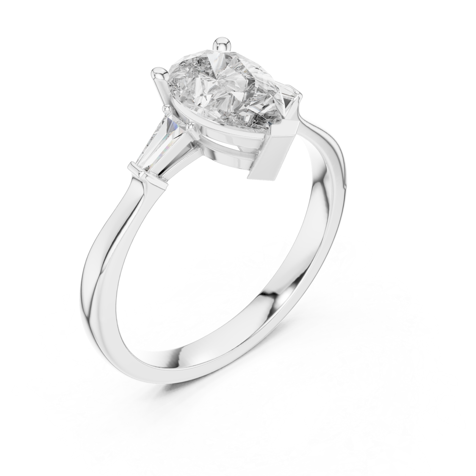  White Gold Radiant Duo Tapered Elegance Ring Right View