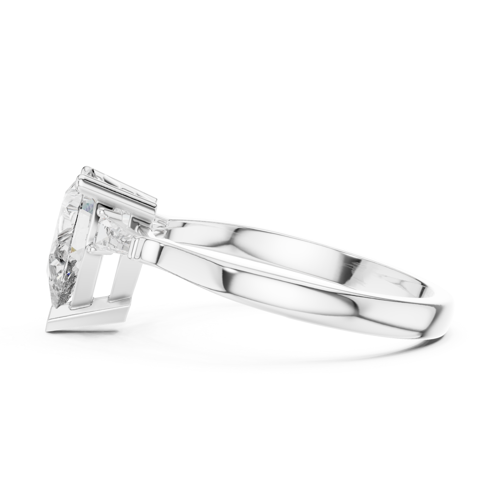  White Gold Radiant Duo Tapered Elegance Ring Side View