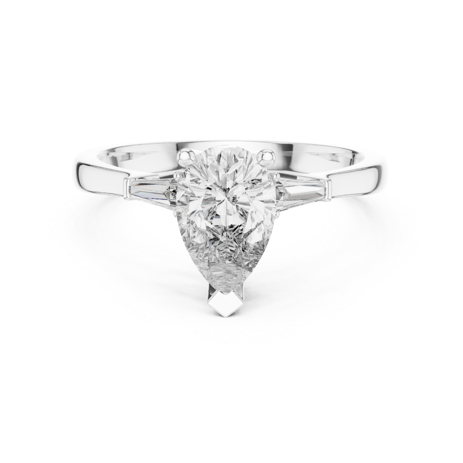  White Gold Radiant Duo Tapered Elegance Ring Front View